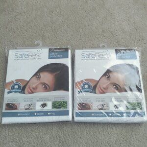 (2) SafeRest Premium Pillow Protectors Standard Size Waterproof Hypoallergenic